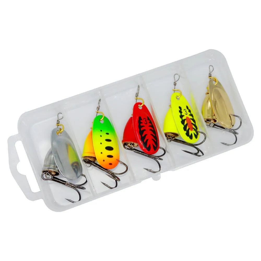 3# size metal fishing lure with rotating sequins and a copper bell in multiple colour options.