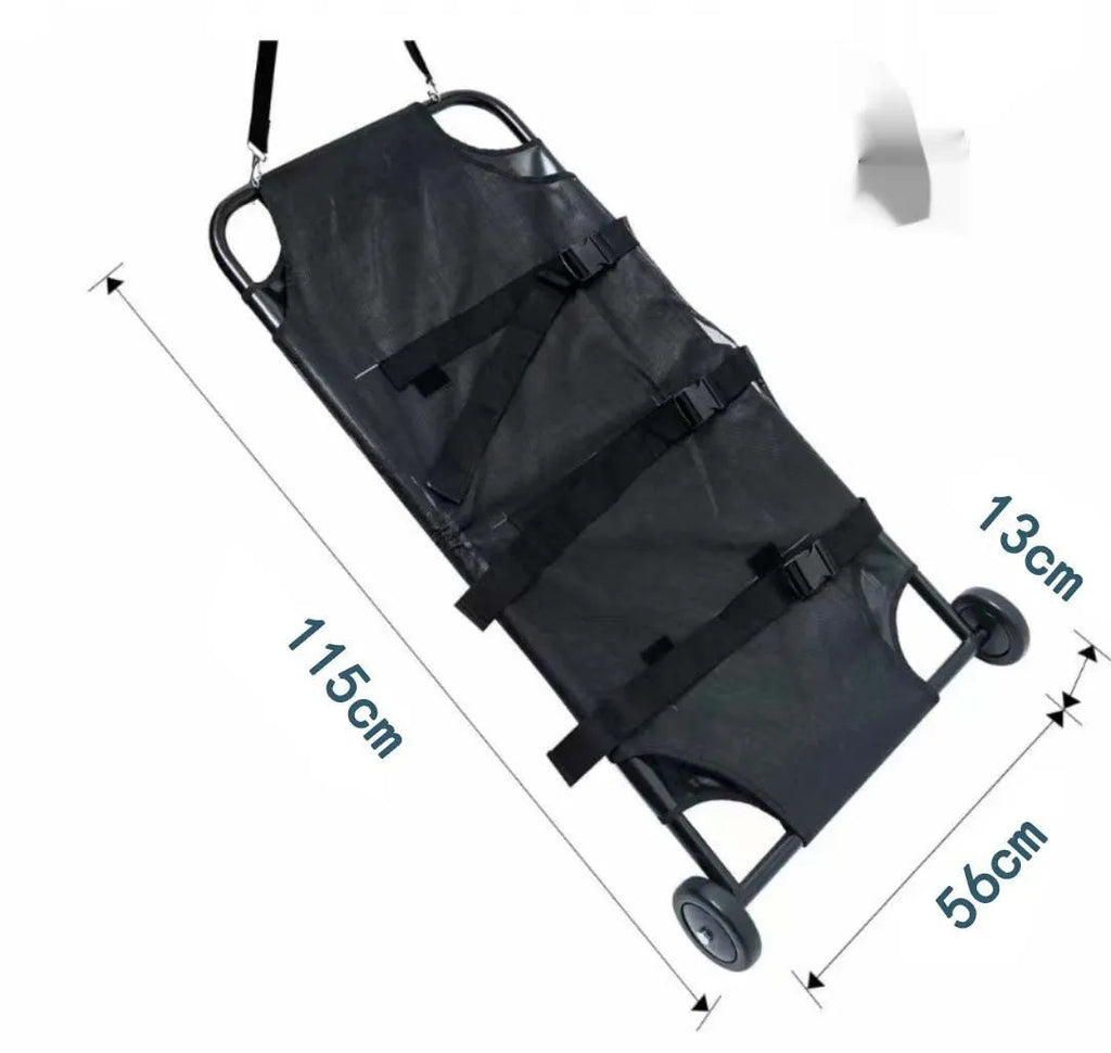 Large black aluminium alloy pet stretcher for dogs with adjustable carrying straps