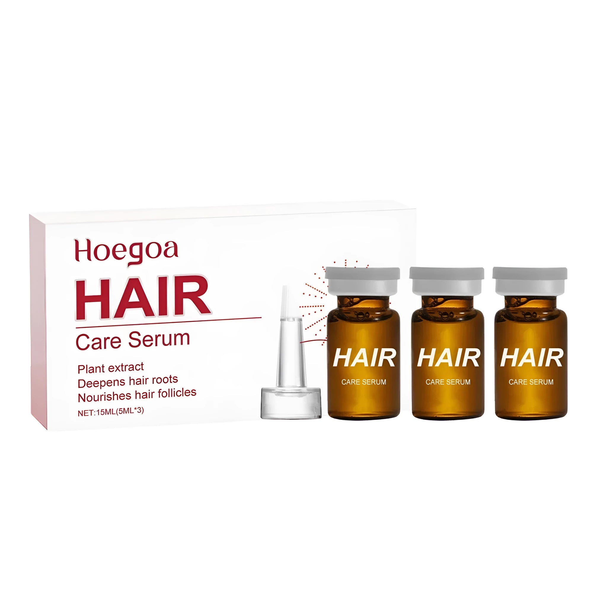 Three small 5ml bottles of nourishing hair root liquid with ginger and rosemary oils.