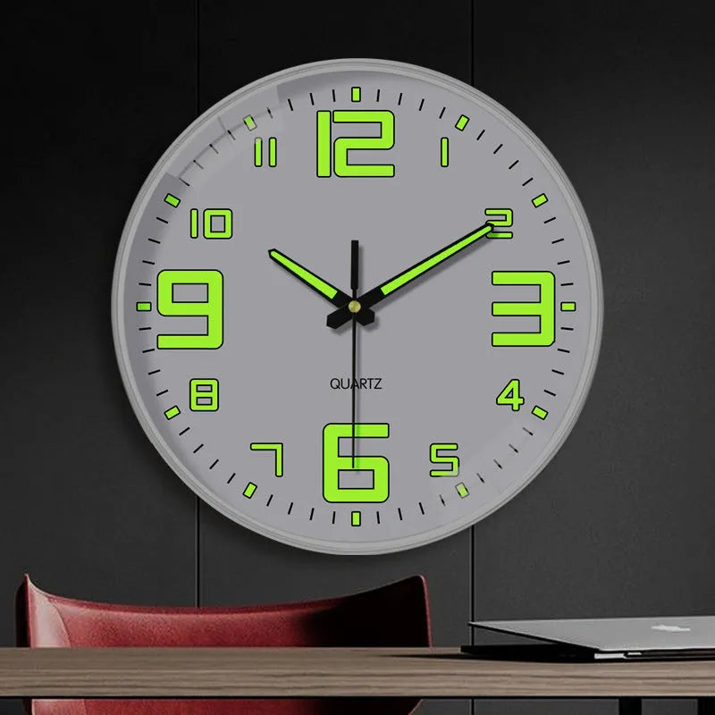 8 inch luminous wall clock with modern design in plastic construction