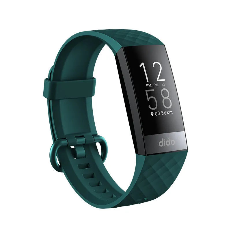 Y6 Black smart bracelet with 1.1 inch screen showing heart rate and ECG data on wrist.