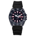 Men's waterproof luminous watch with blue dial on a steel bracelet.