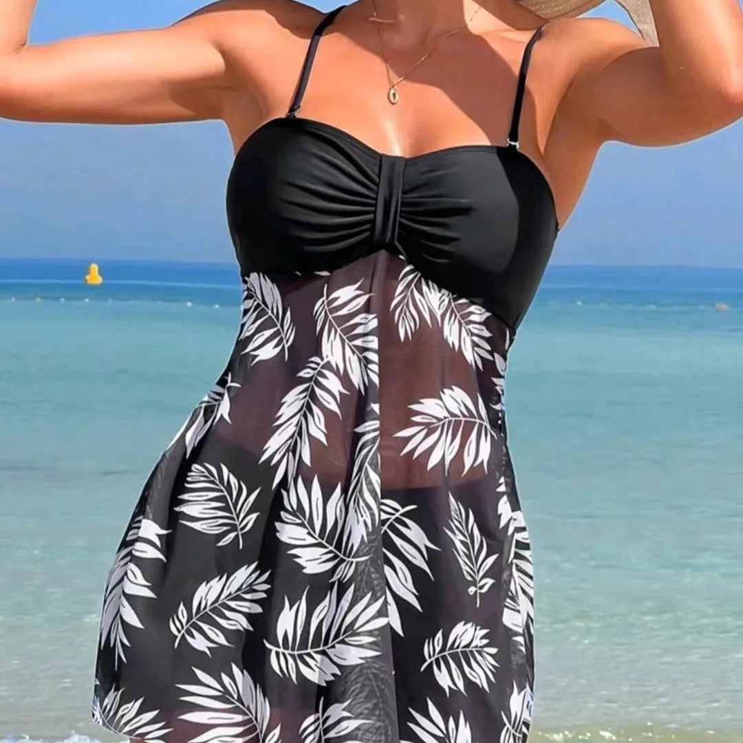 Women's high waist swimsuit boxers in black, blue and peacock green colours with mesh fabric