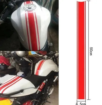 Long black and silver pinstripe motorcycle sticker for gas tank lid application.