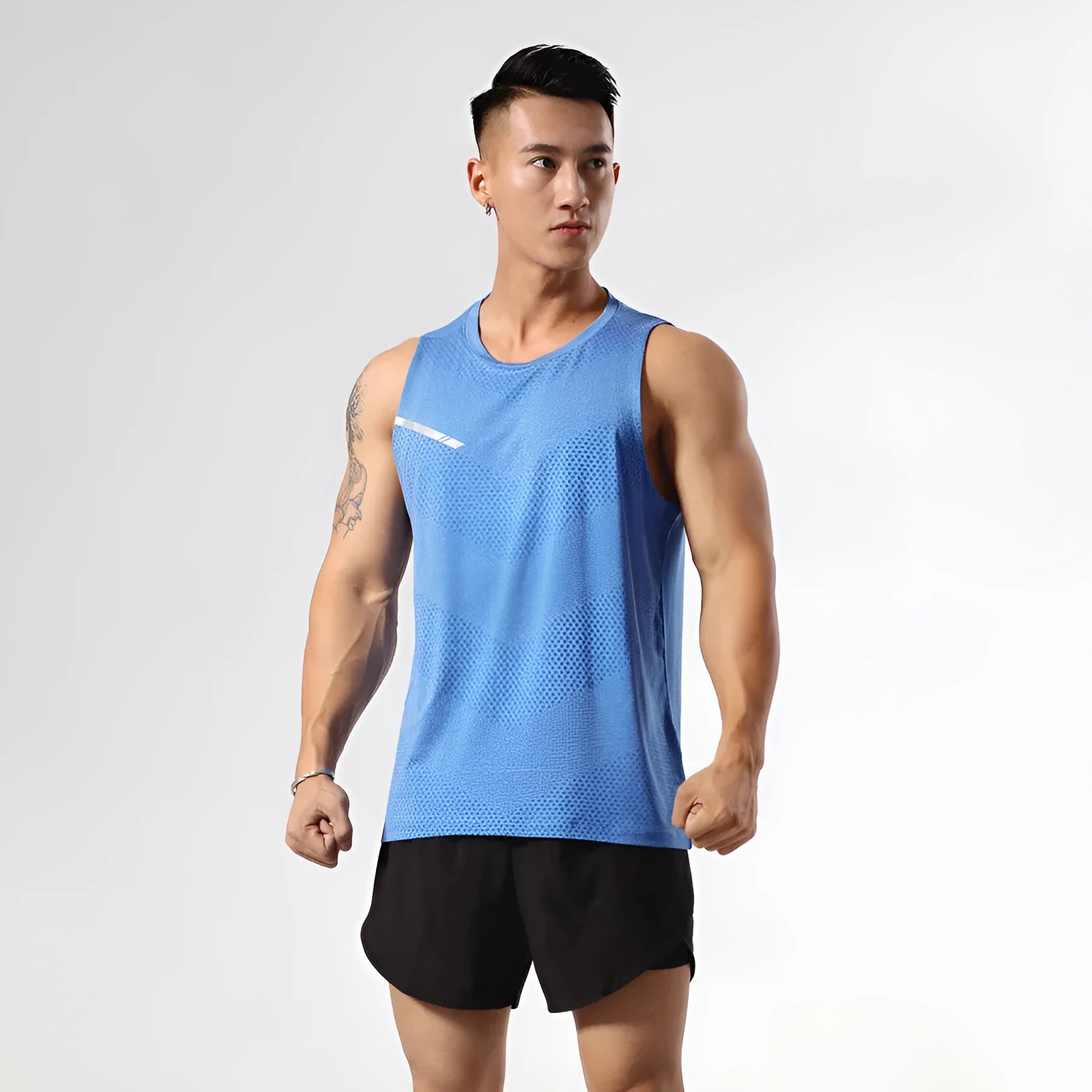 Men's solid colour quick-drying sports top for summer outdoor activities