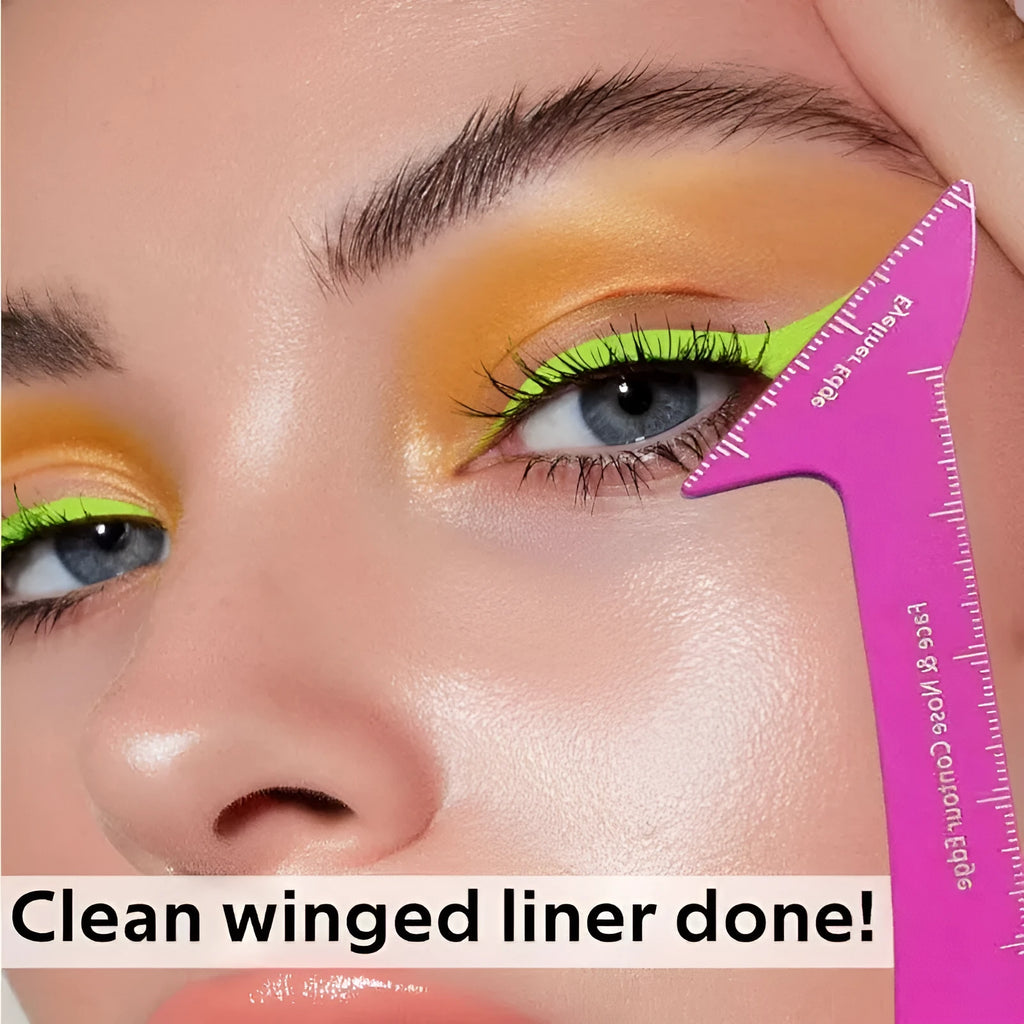 3-in-1 reusable eyeliner stencil tool for hooded eyes with winged eyeliner and contouring templates