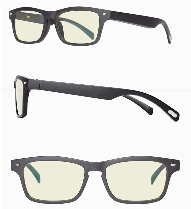 Unisex PC+ABS smart glasses with Bluetooth audio and semi-open-ear design for sports and office use