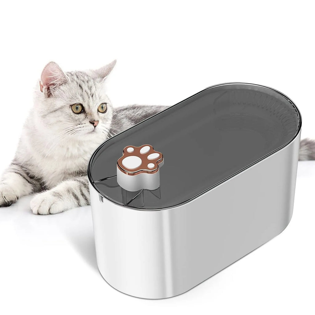 Berlin blue coloured 3-litre pet water fountain with filter and LED light indicator on a floor.