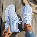 Women's Flyknit mesh lace-up running sneakers in multiple colour options with rubber sole