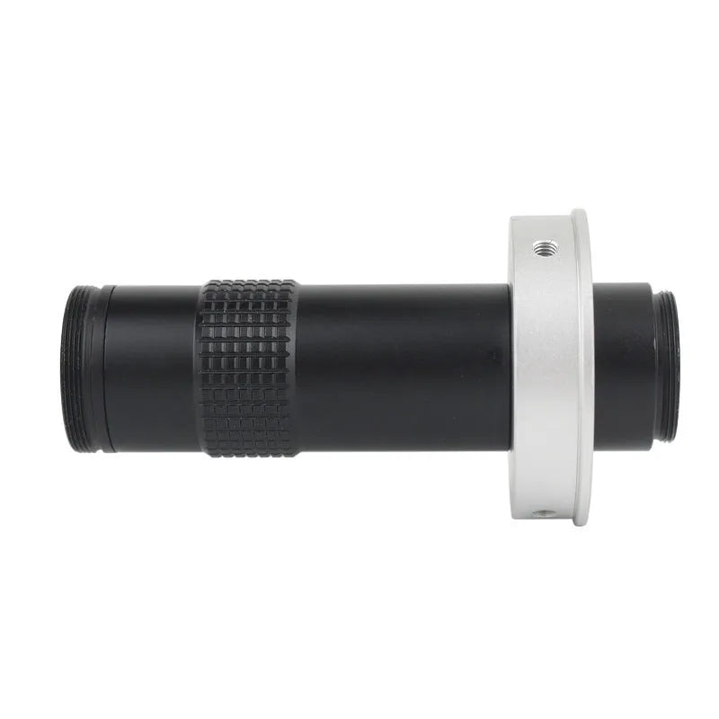 Black industrial camera microscope lens with 0.1-1.3X magnification and 130× digital enlargement