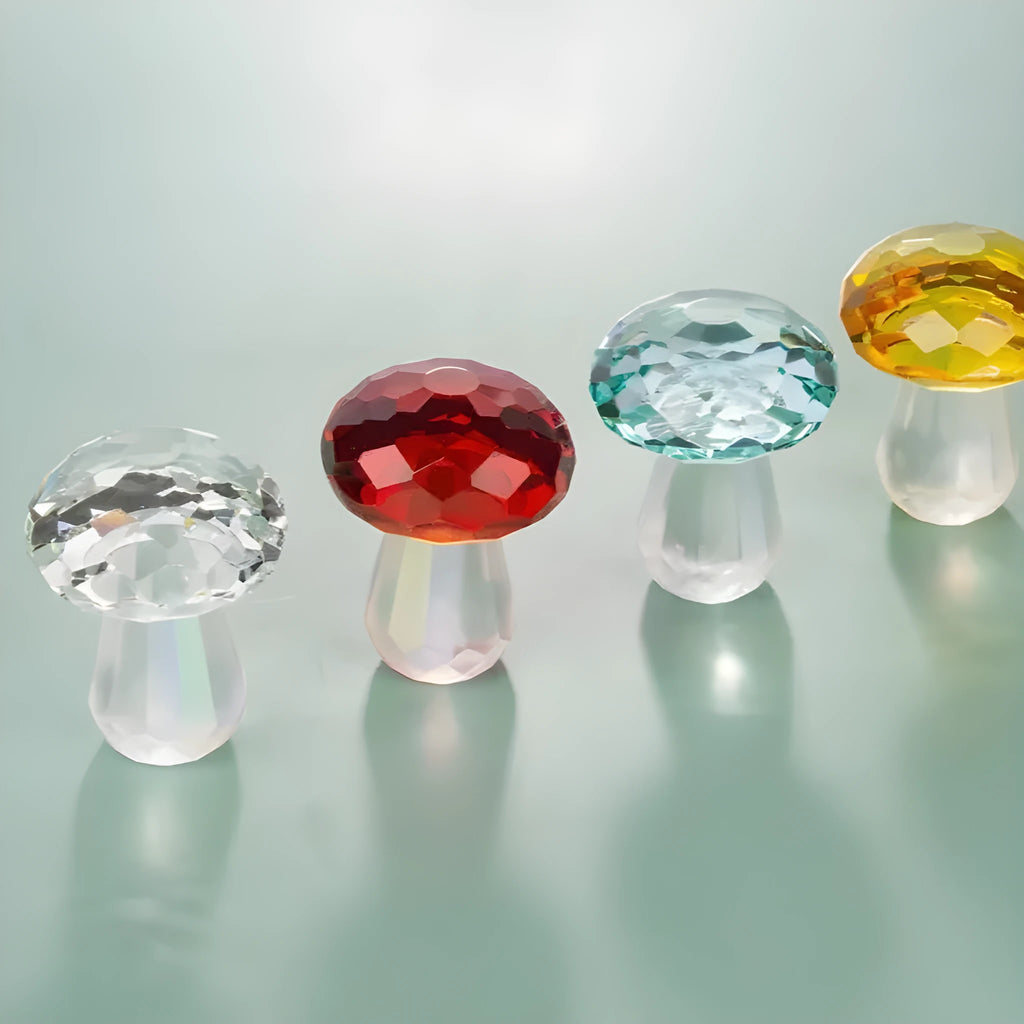 White crystal mushroom-shaped decorative craft in modern simple geometric style