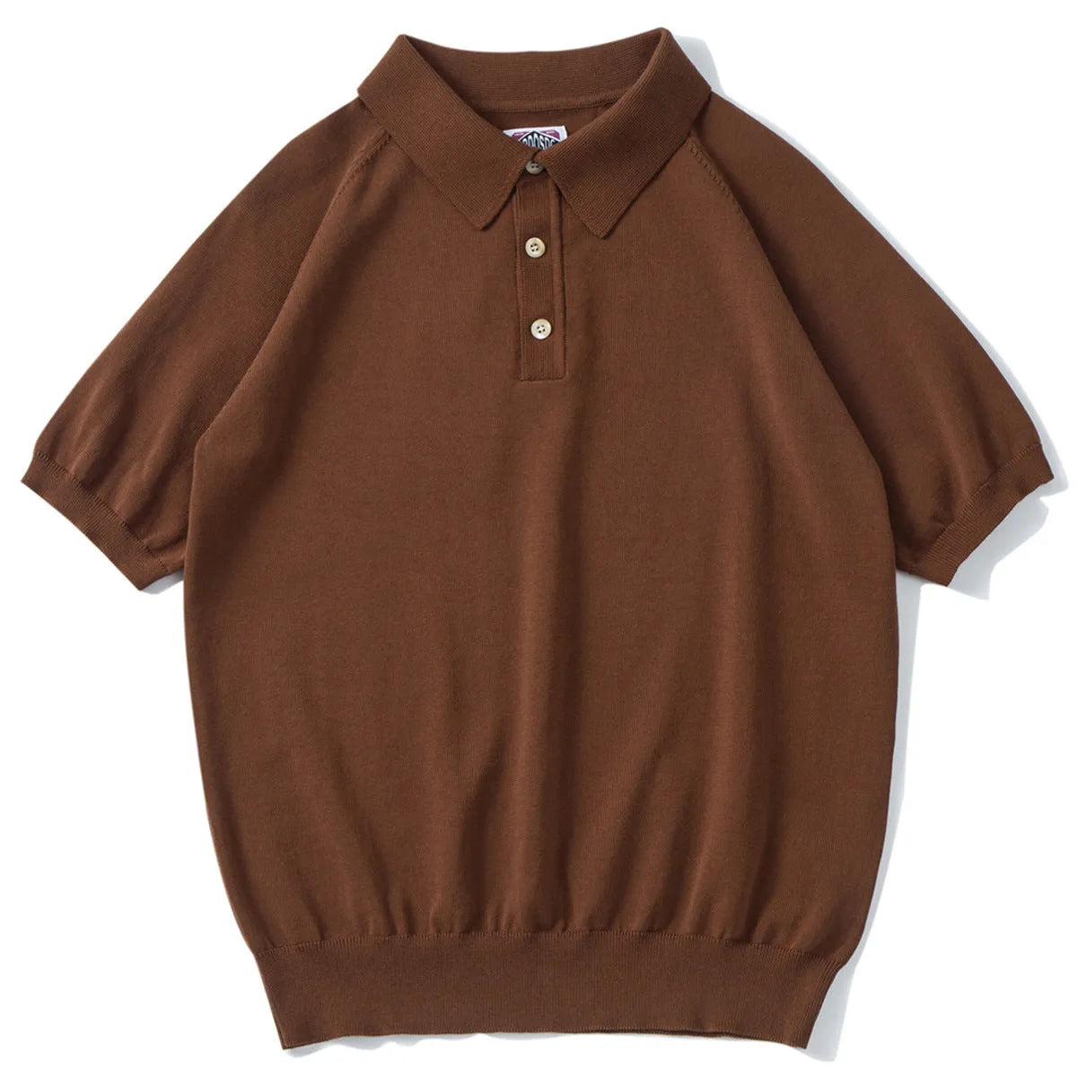 Knitted cotton short-sleeved t-shirt in slim fit with solid colour pattern