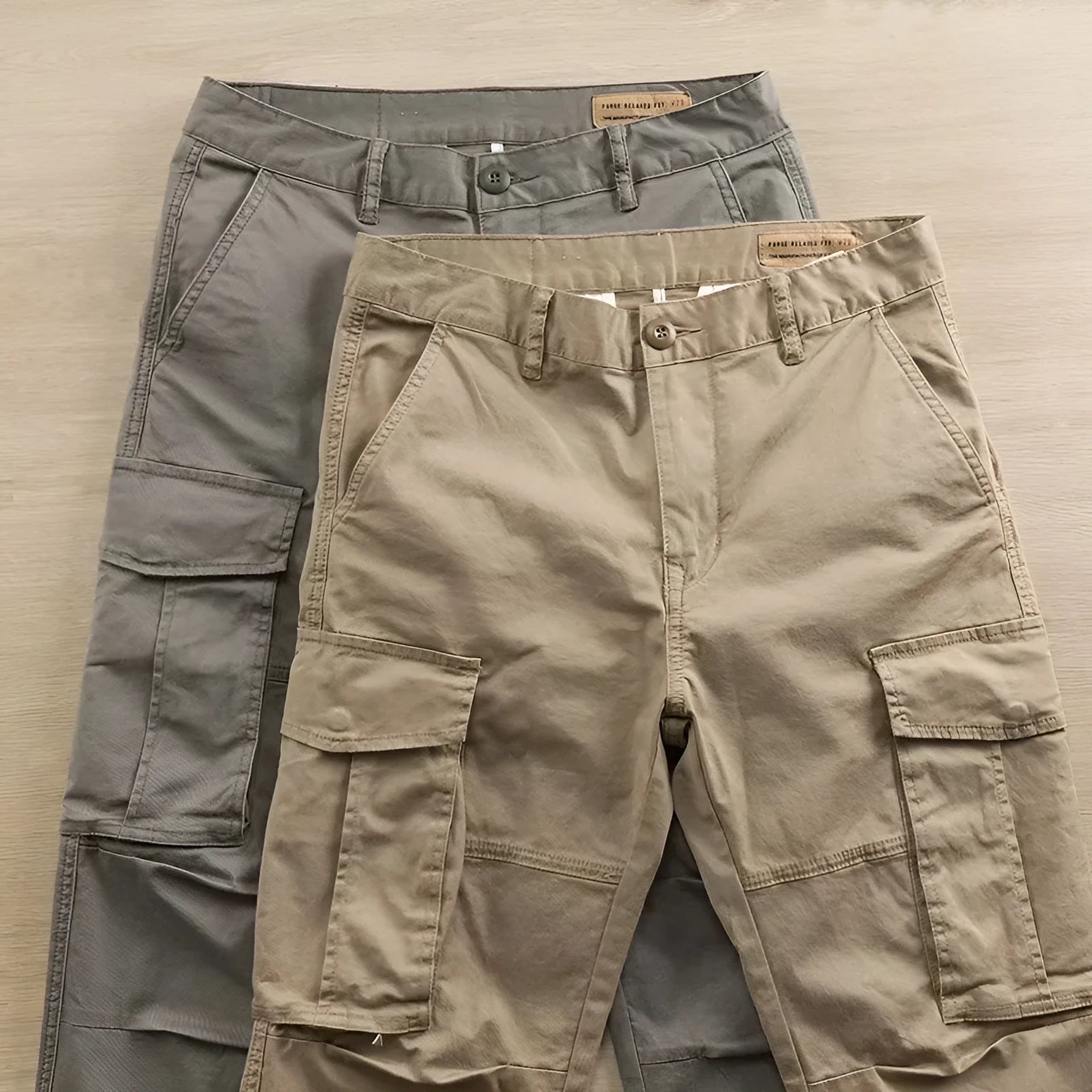 Men's cotton labour protection trousers with multiple pockets in cropped length design