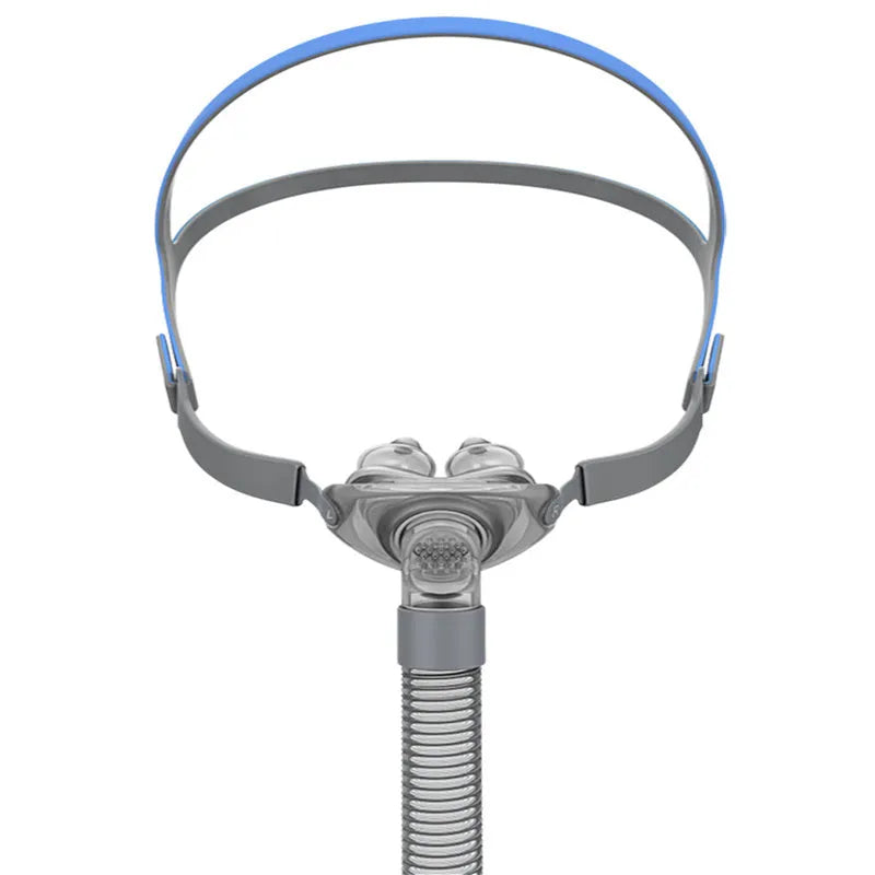 Nasal pillow mask with silicone nose pads and adjustable headband for ventilator use