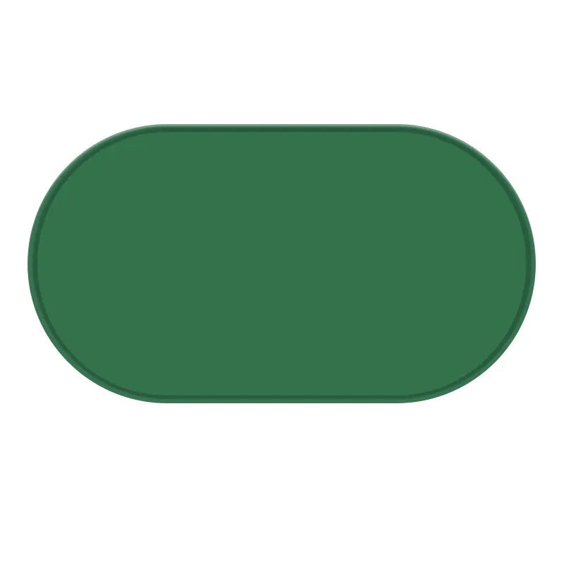 Silicone waterproof placemat for cat food and water bowls in green, beige, black, or purple.