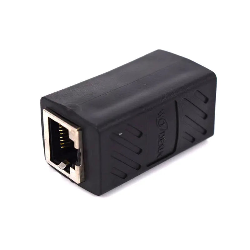 Black RJ45 network cable butt joint extender adapter for Ethernet cabling extension