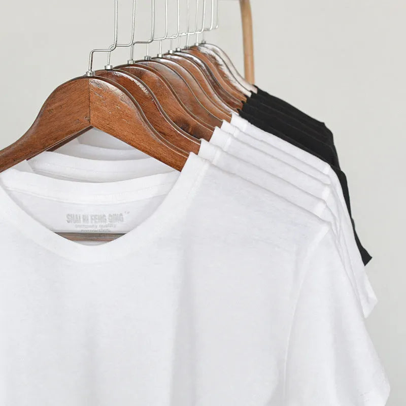 Men's solid colour cotton T-shirt with round neck and short sleeves in multiple colour options