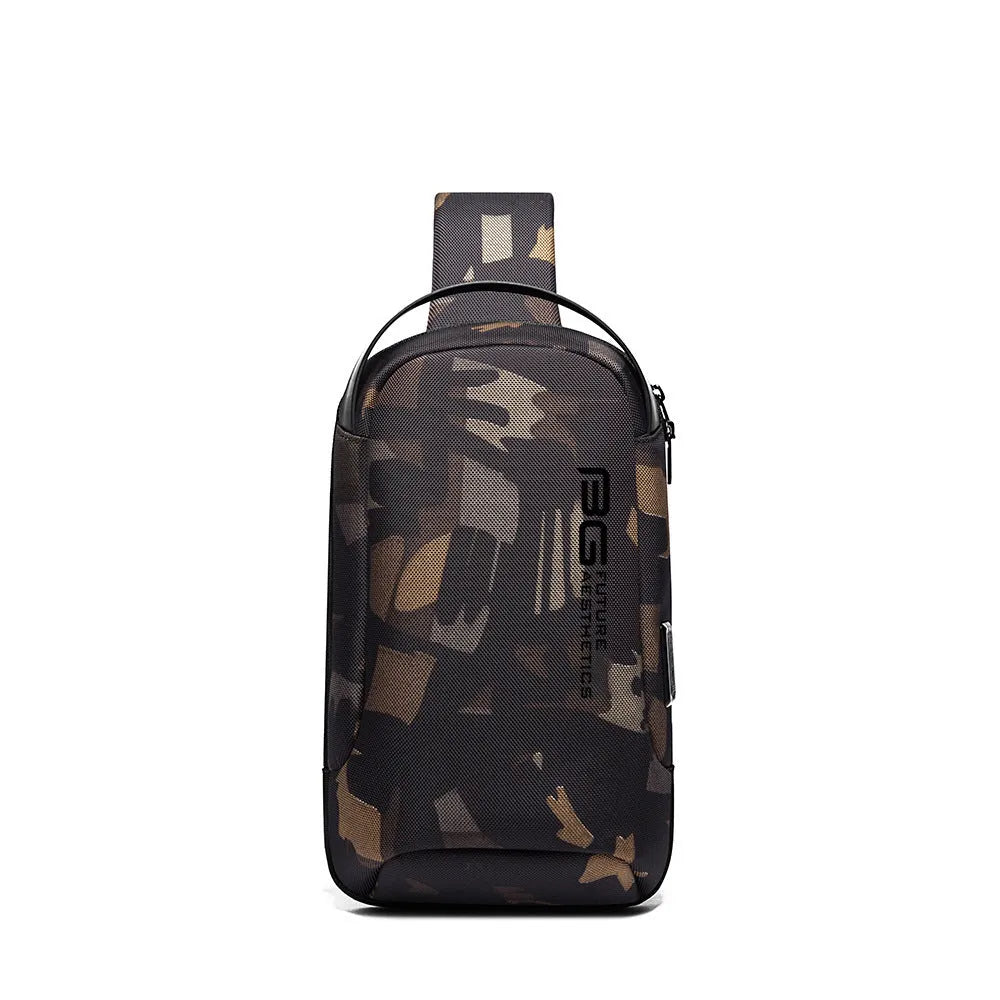 Men's oxford cloth shoulder bag with USB charging port in black colour option