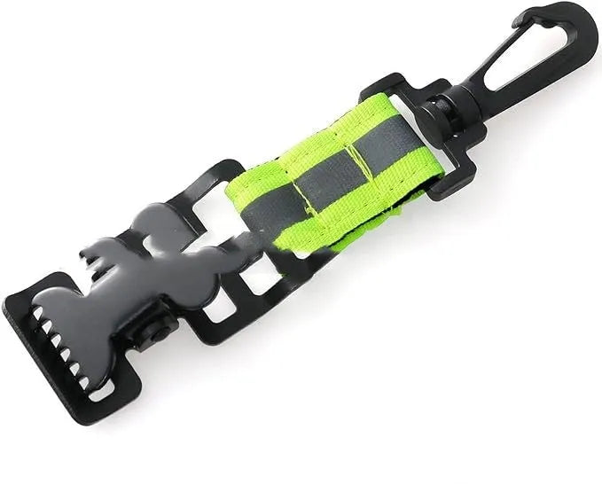 Fluorescent green fireman safety clip clamp with metal buckle and reflective tape