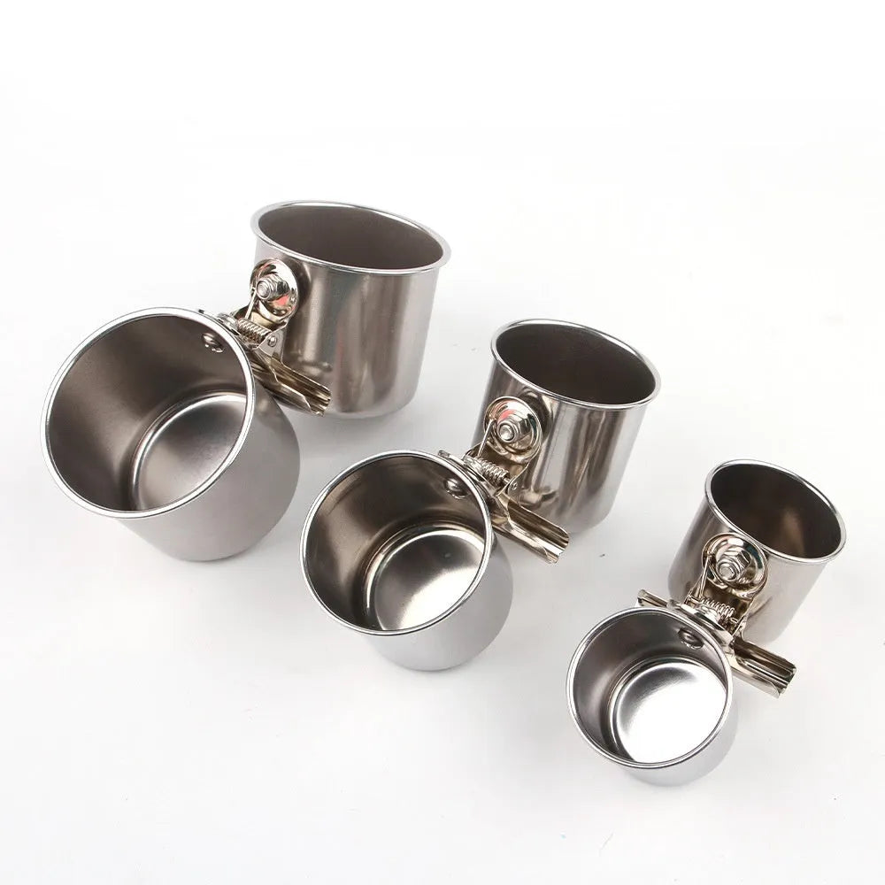 Stainless steel birdcage food container outdoor feeder in natural colour