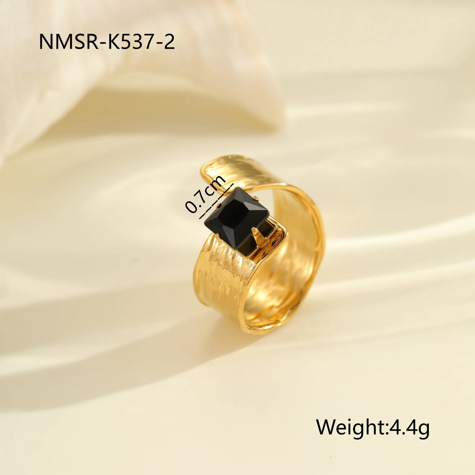 Adjustable geometric stainless steel ring with zircon inlays for women