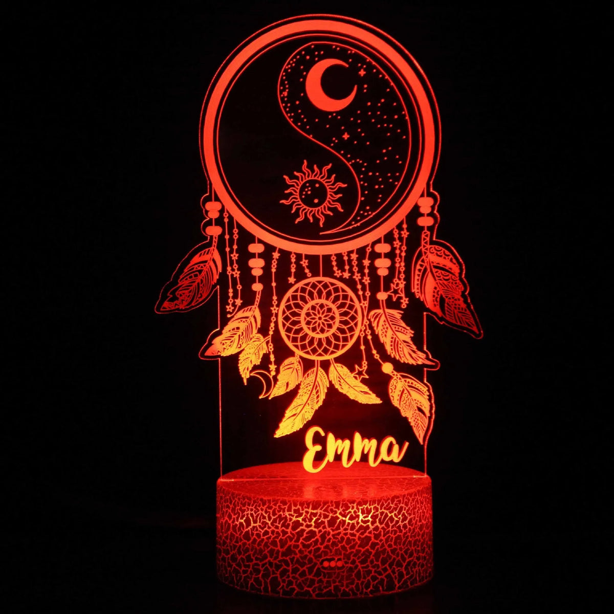 3D cartoon-style LED night lamp with touch control black base showing colourful illumination options