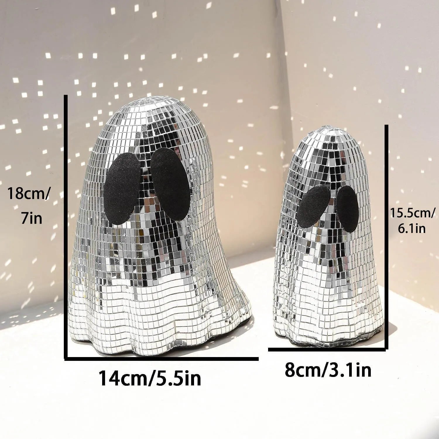 Silver Halloween ghost mosaic mirror patch desktop decoration in two size options