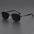 Retro square frame metal sunglasses with AC lenses in gun transparent green colour for outdoor sports and fashion