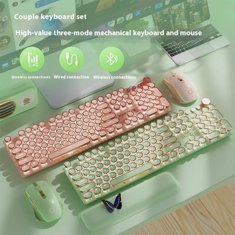 Matcha colour 87-key mechanical gaming keyboard with white backlight and multifunctional knob on aluminium alloy body