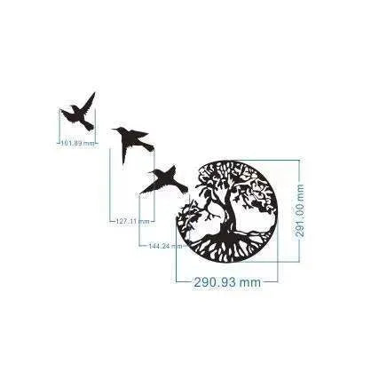 Black electroplated iron wall hanging ornament with modern simple design, shown with included hanging strap