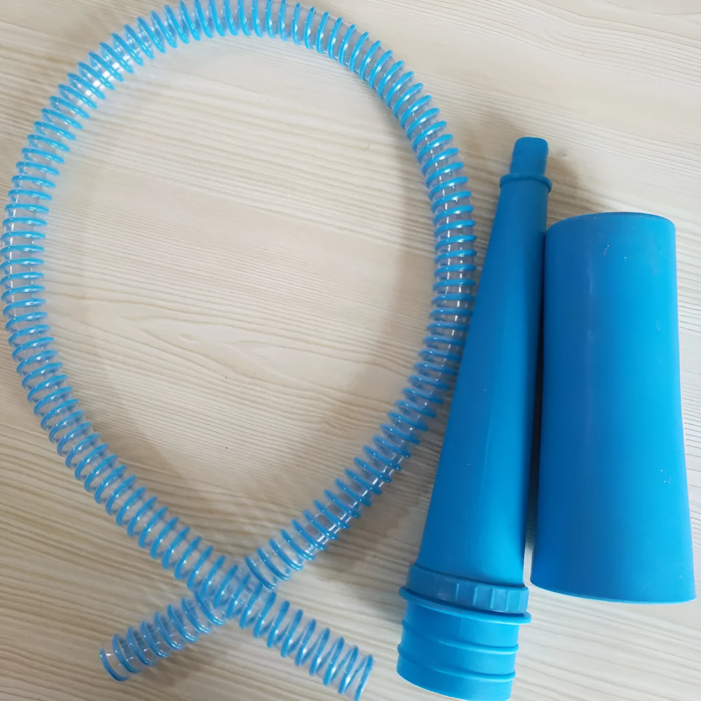 Blue vacuum cleaner suction pipe with round head measuring 114cm length with three bags