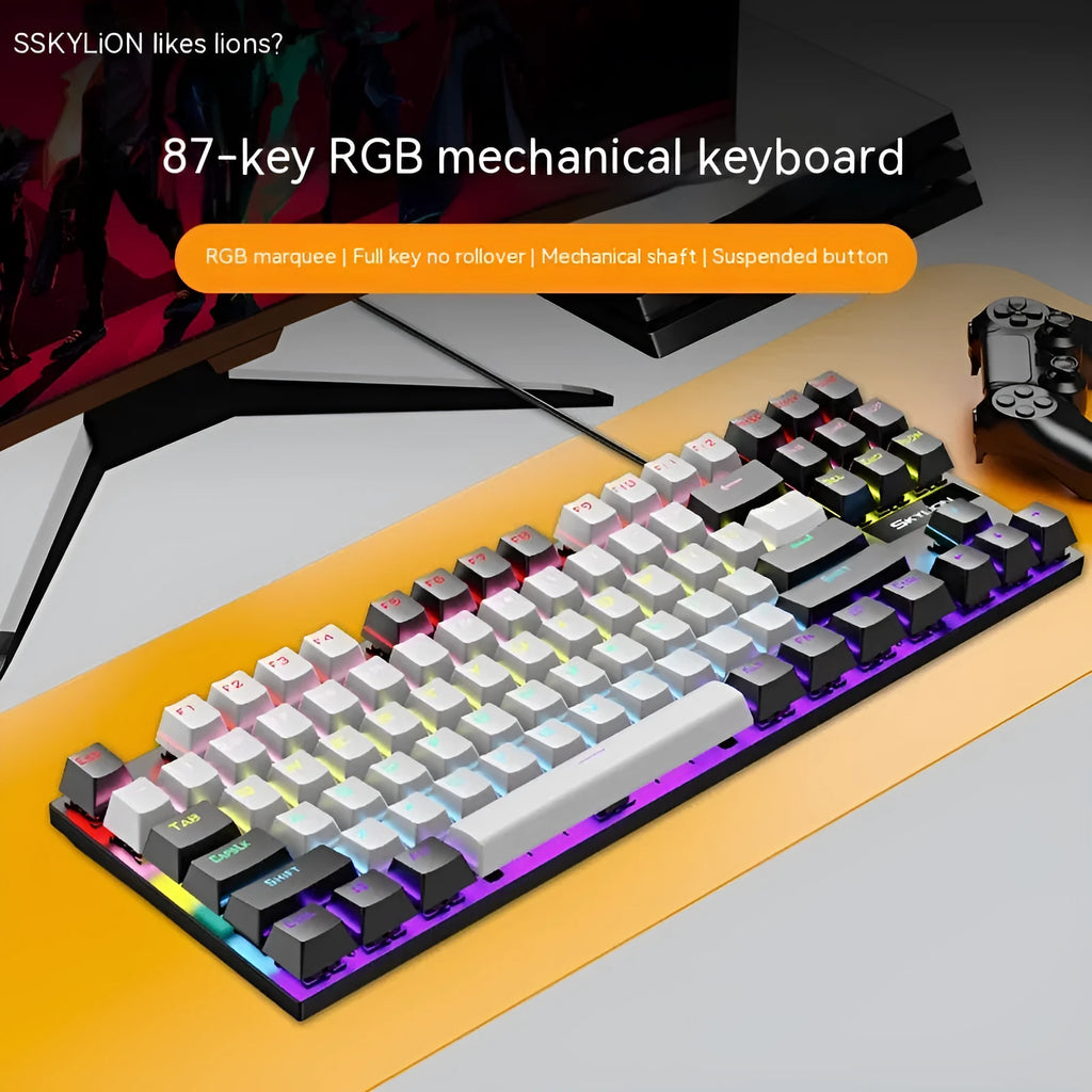 K87 mechanical gaming keyboard with green or red switches in multiple colour options