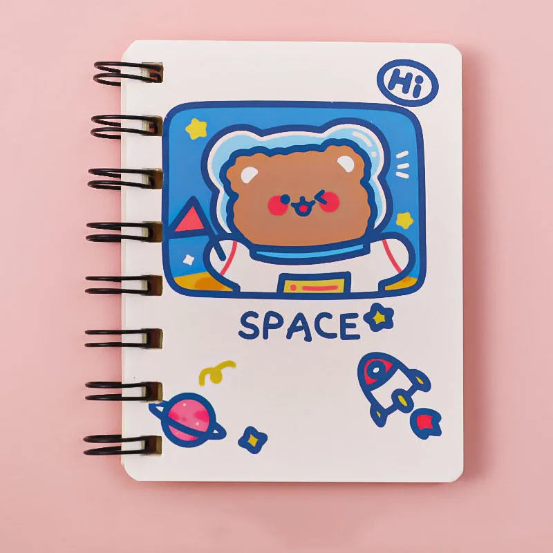 Astronaut series flipped pocket notebook showing 10.5cm x 8cm size and space-themed cover options.