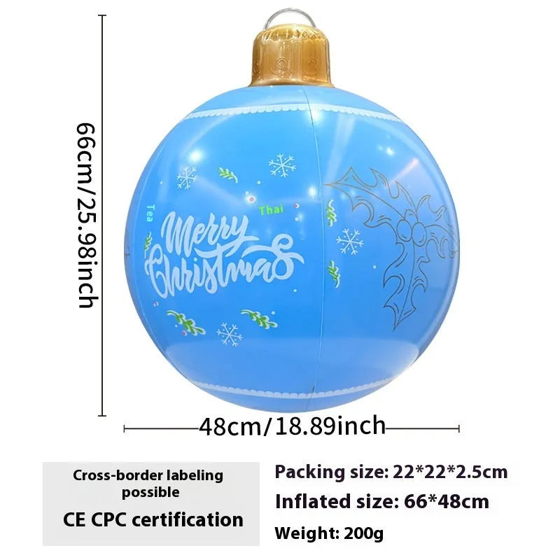 63cm inflatable Christmas ball with flashing LED lights in various designs for outdoor garden decoration