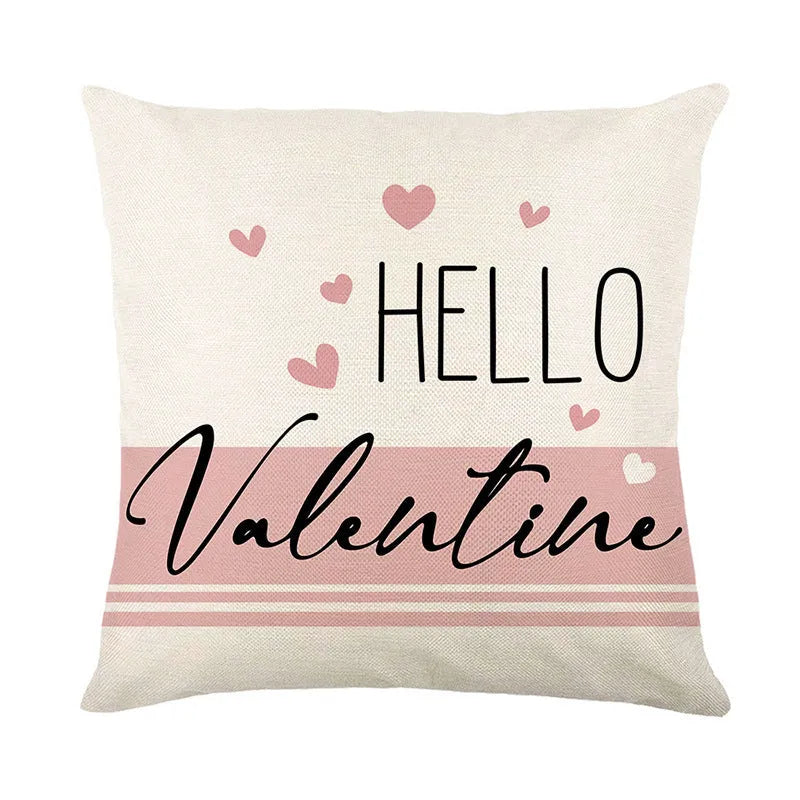 Square plaid and heart pattern Valentine's Day pillow cover in 45cm size.