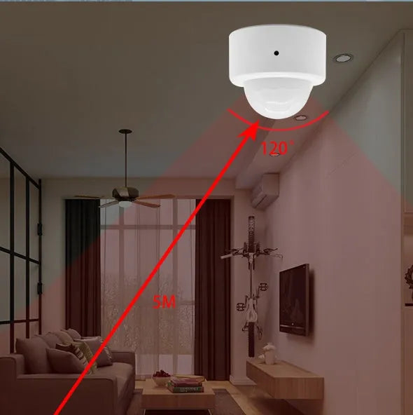 White wireless infrared body sensor with ZigBee connectivity for home motion detection
