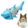 Shark-tooth textured dog teething toy in blue colour with bite-resistant material