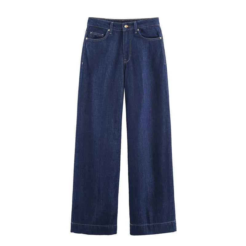 Layered denim look shirt and full-length trousers set in solid colour with button detail, sizes XS to L