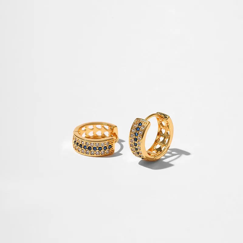 Geometric round women's earrings in copper with electroplated 18K gold finish