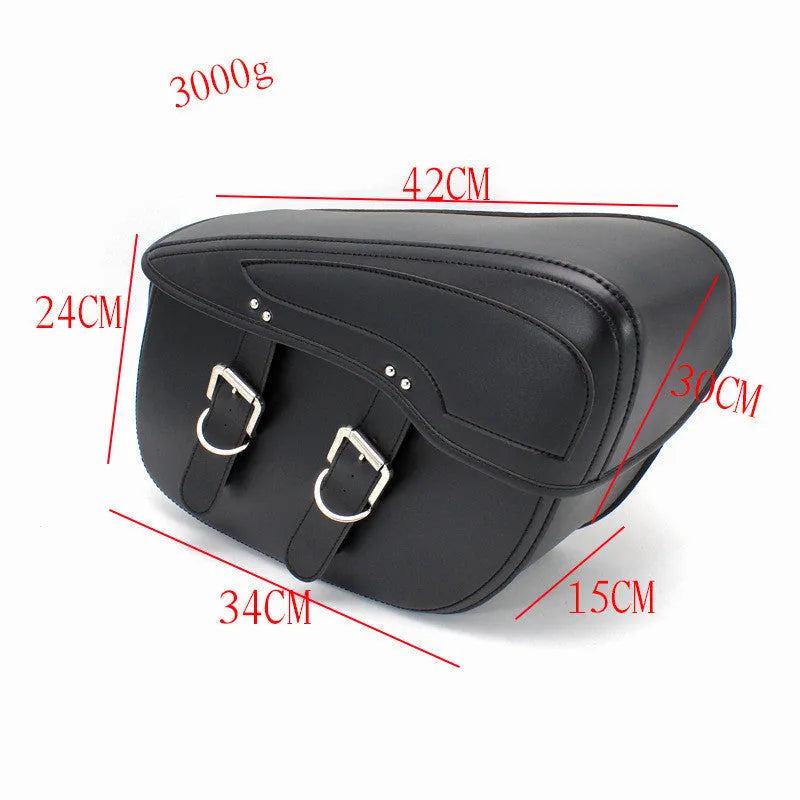 Motorcycle PU leather saddle bag with retro design and adjustable buckles