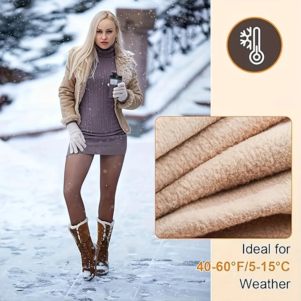 Anti-snagging warm outerwear leggings showing different style options with wool lining
