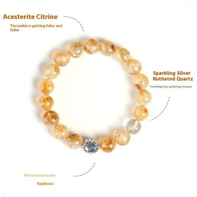 Crystal citrine bracelet with 10mm geometric shapes in unisex jewellery style