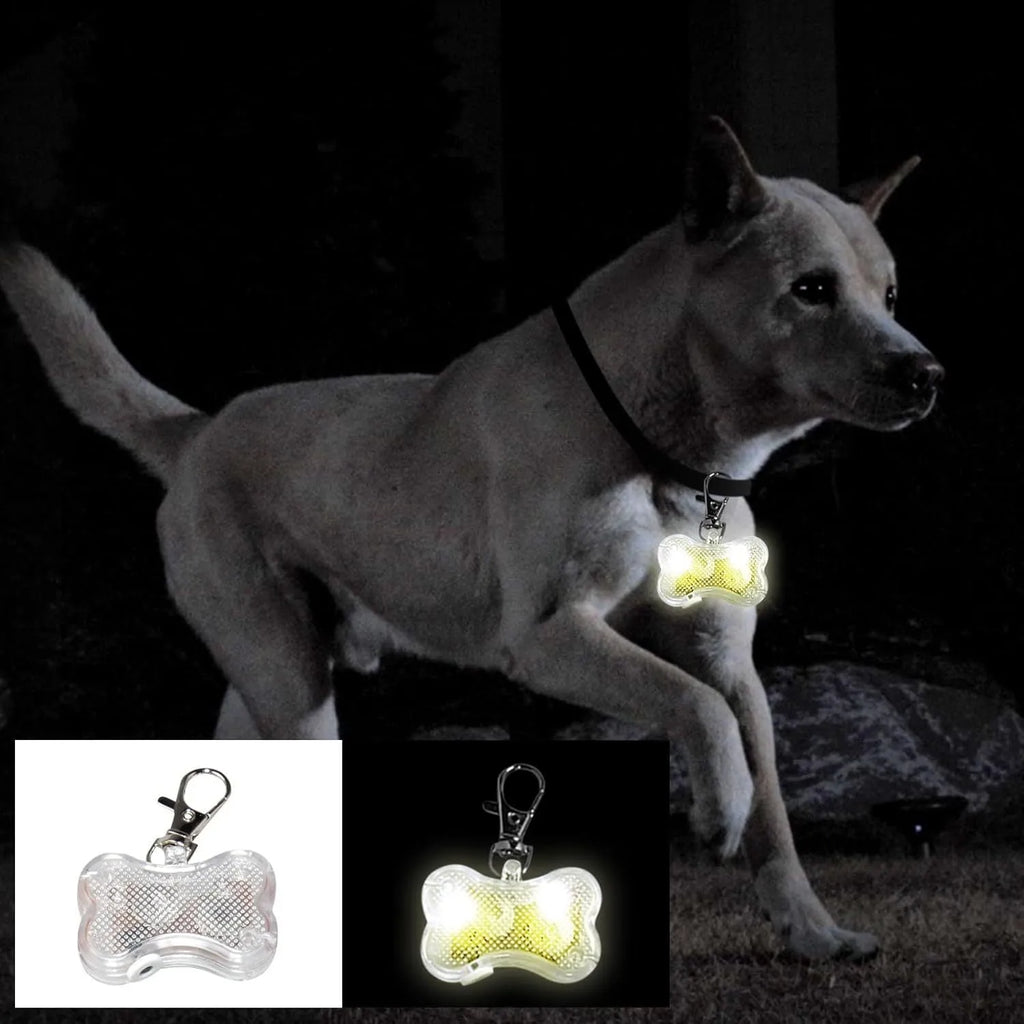 Small LED bone shaped pendant light for pets available in multiple colours with flashing modes