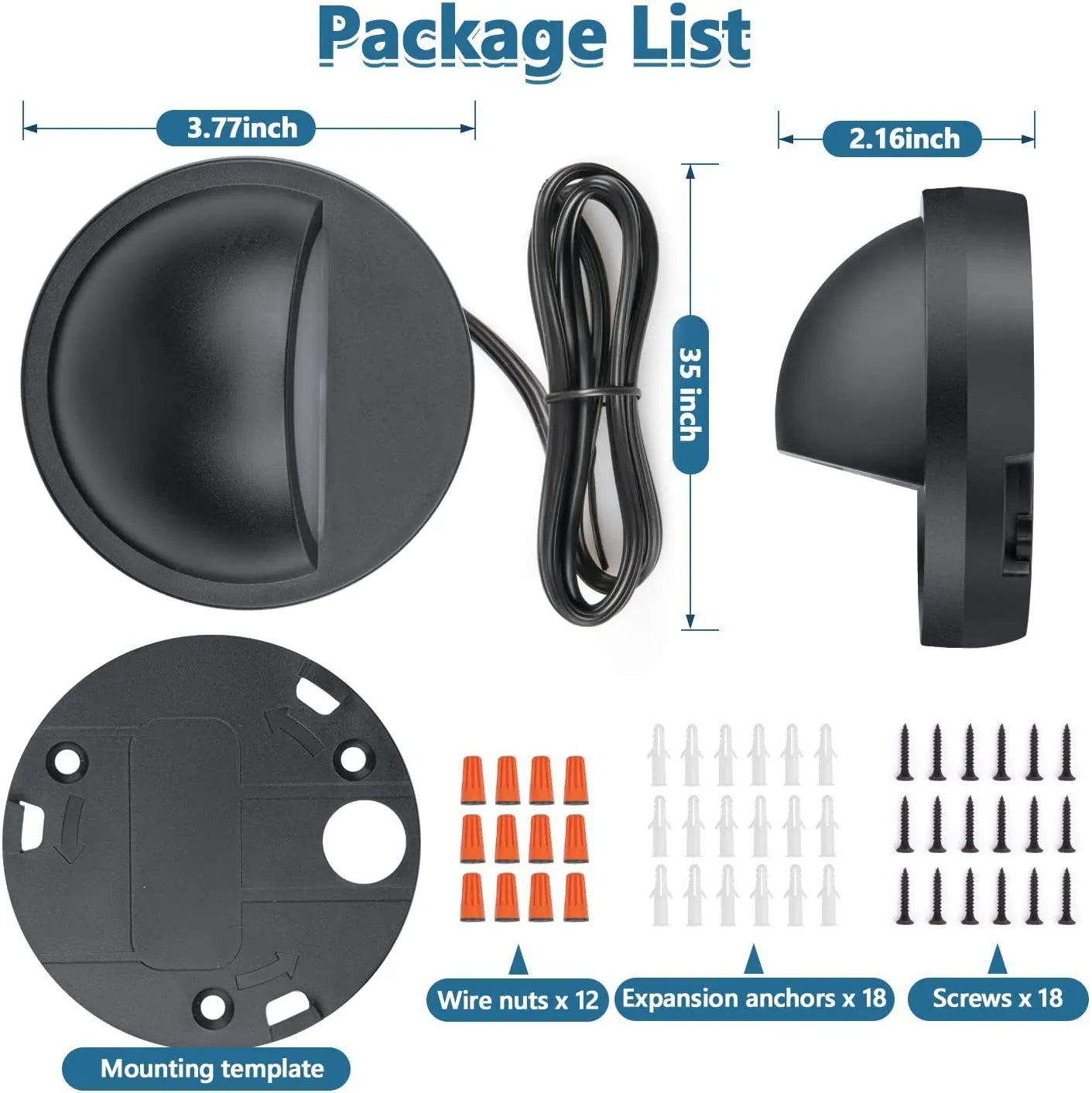 Low voltage outdoor step light with IP67 rating, showing compact aluminium body and PC lens.