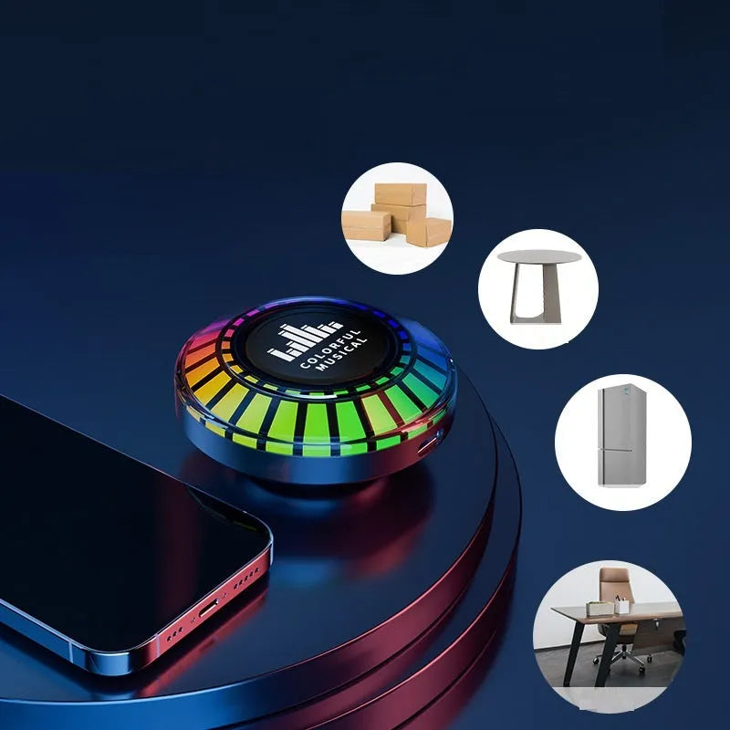 Voice control Bluetooth ambience lamp showing polar light effects with compact 3.1cm design