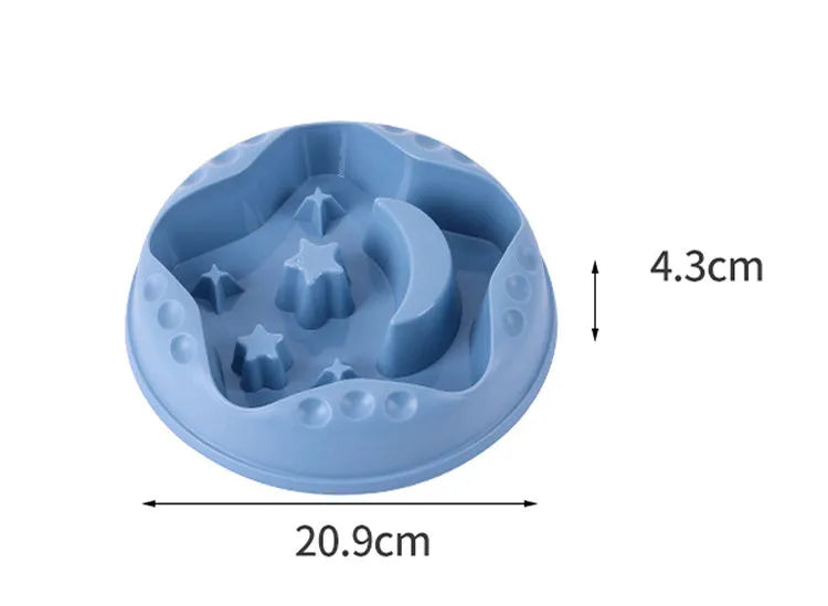 Blue Moon Star Wings slow feeder dog bowl showing raised centre with cut-outs and wide outer food channel.