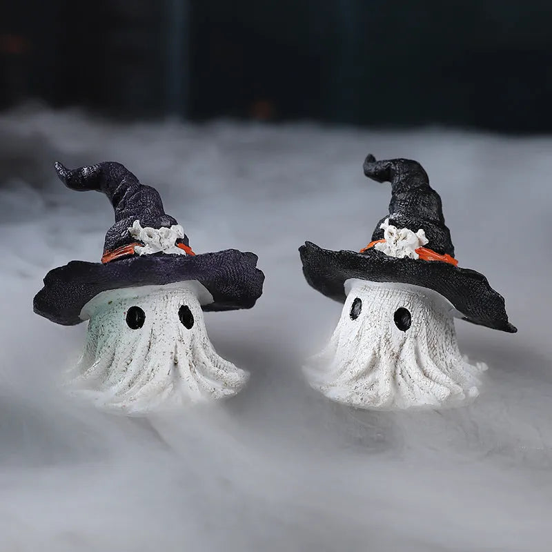Resin wizard hat ghost ornament in purple or black colour for Halloween Christmas decoration