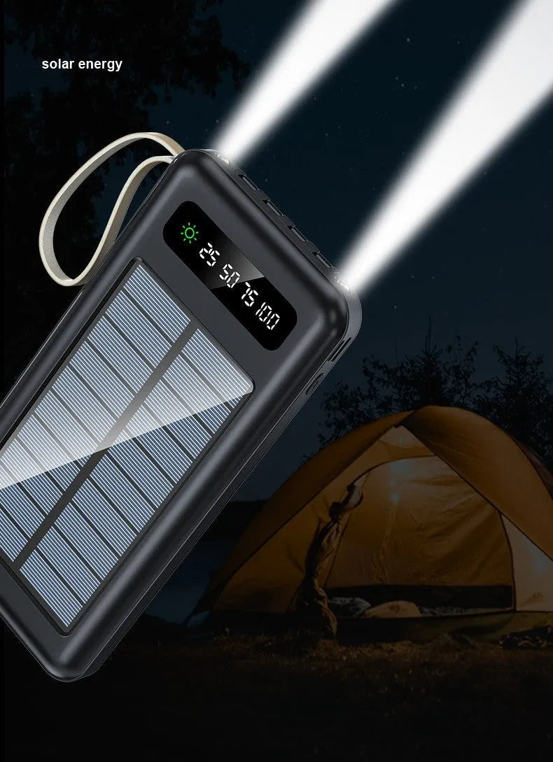 Solar power bank in black or white with 20000mA or 30000mA capacity for mobile device charging