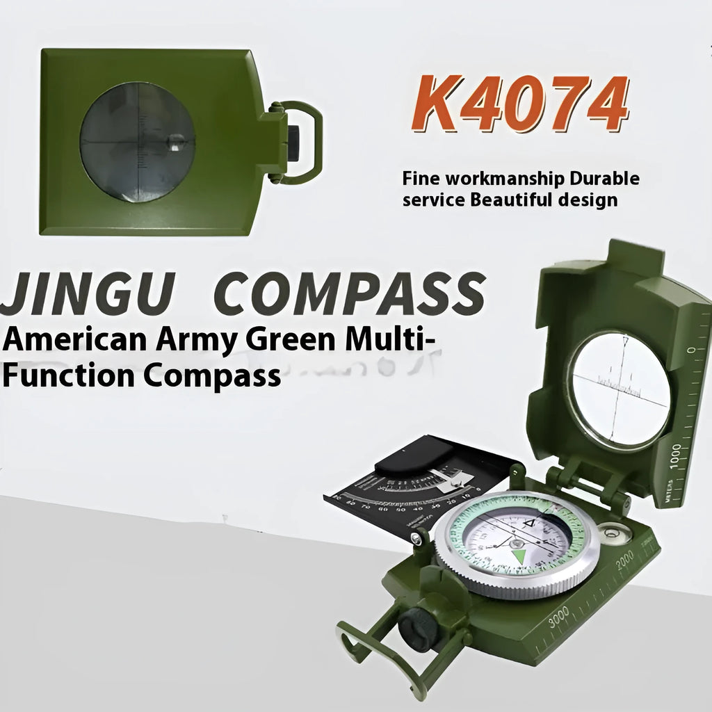K4074 professional outdoor metal compass with hanging rope and ring for hiking navigation