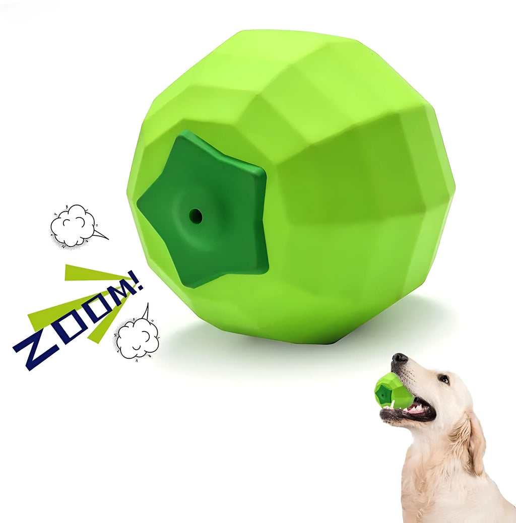 Green natural rubber squeaky dog ball for large breed aggressive chewers